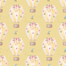 Bumble Bee Bear Hot Air Balloons Fabric - Yellow - ineedfabric.com