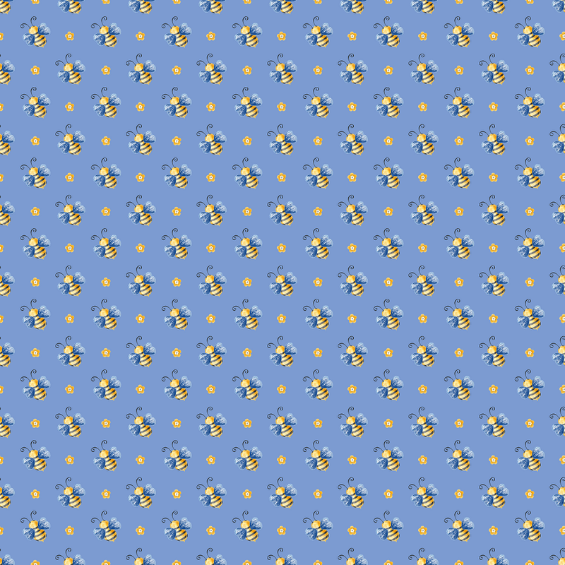 Bumble Bee Fabric - Blue - ineedfabric.com