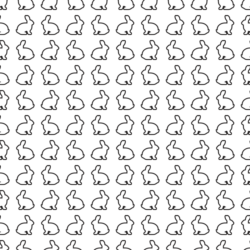 Bunnies Allover Fabric - Black/White - ineedfabric.com