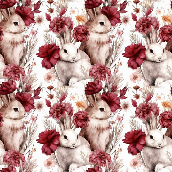 Bunnies & Floral Fabric - ineedfabric.com