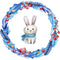 Bunny in a Wreath Fabric Panel - Blue - ineedfabric.com