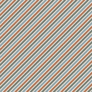 Burnt Orange & Blue Diagonal Lines Fabric - ineedfabric.com