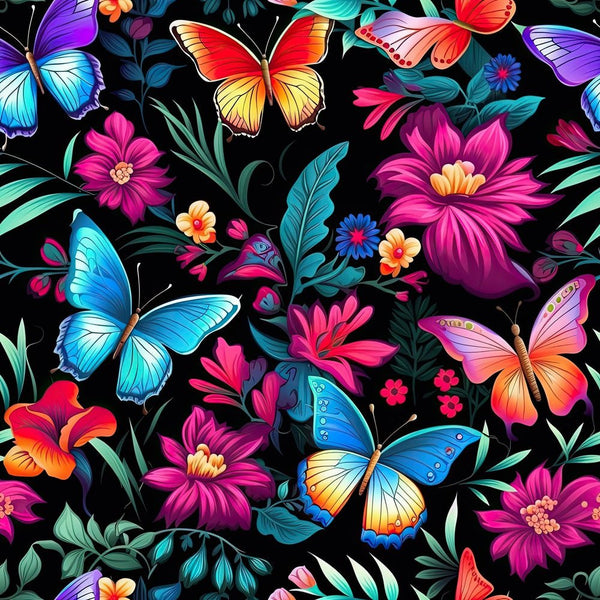 Butterflies & Blooms Pattern 1 Fabric - ineedfabric.com