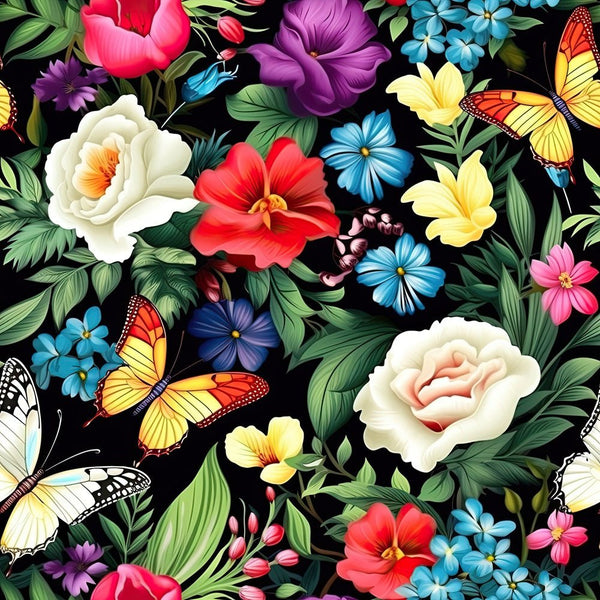 Butterflies & Blooms Pattern 2 Fabric - ineedfabric.com