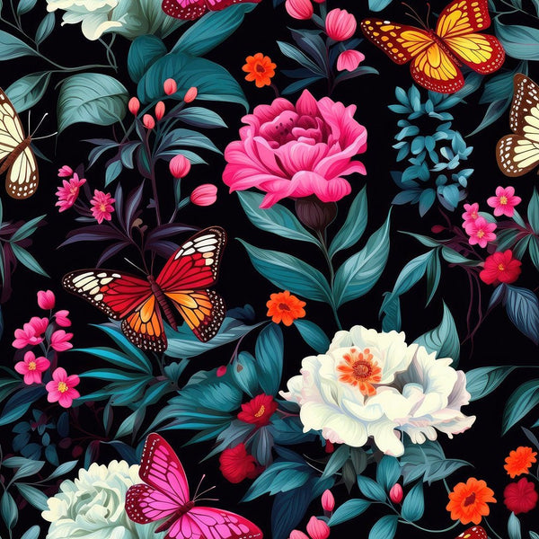 Butterflies & Blooms Pattern 5 Fabric - ineedfabric.com