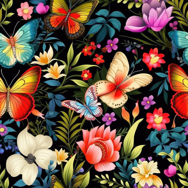 Butterflies & Blooms Pattern 8 Fabric - ineedfabric.com