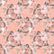 Butterflies & Bouquets on Dots Fabric - Coral - ineedfabric.com