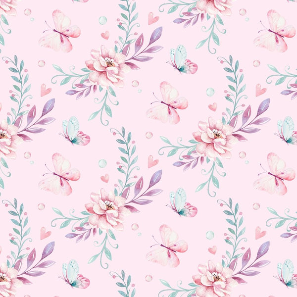 Butterfly Garden Fabric - Pink - ineedfabric.com
