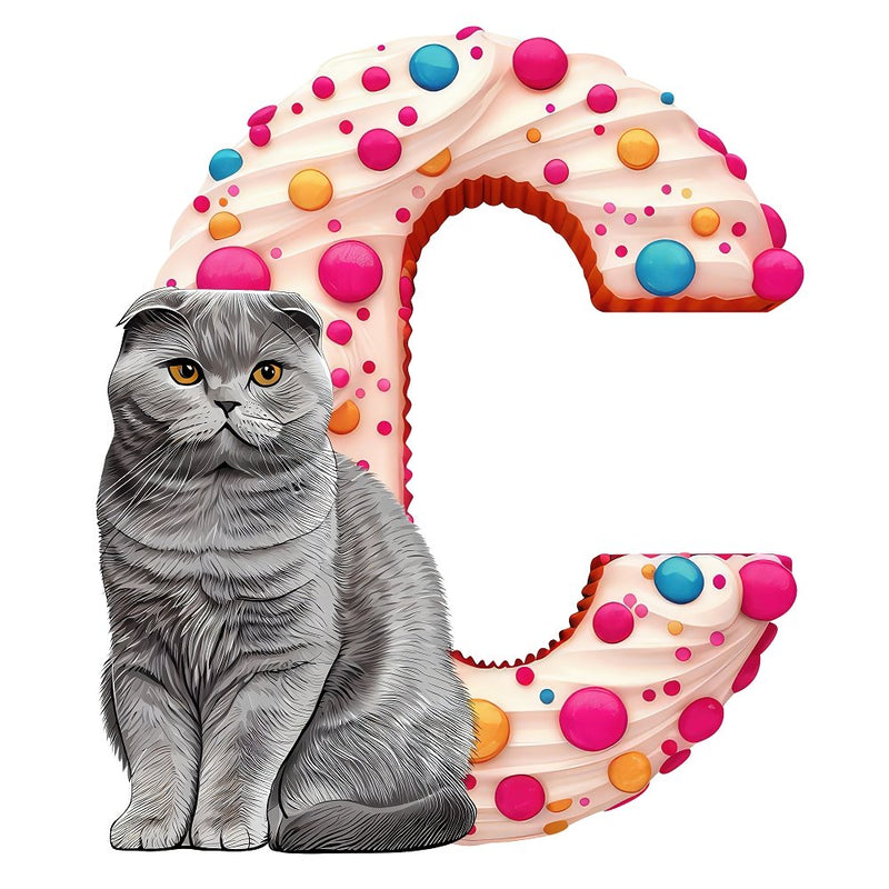 "C" Cat Cookie Fabric Panel - ineedfabric.com