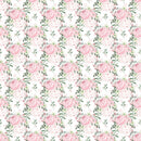 Cabbage Rose and Cherry Blossom Fabric - White - ineedfabric.com