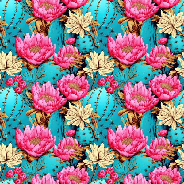 Cacti & Flowers Fabric - ineedfabric.com