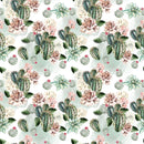 Cactus And Rose Watercolor Fabric - ineedfabric.com