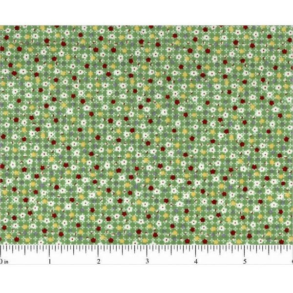 Calico Floral Fabric - Green - ineedfabric.com