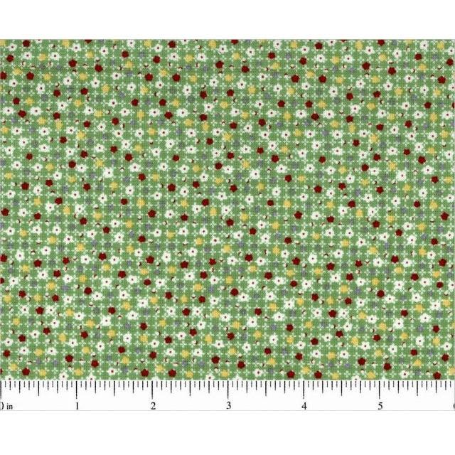 Calico Floral Fabric - Green - ineedfabric.com