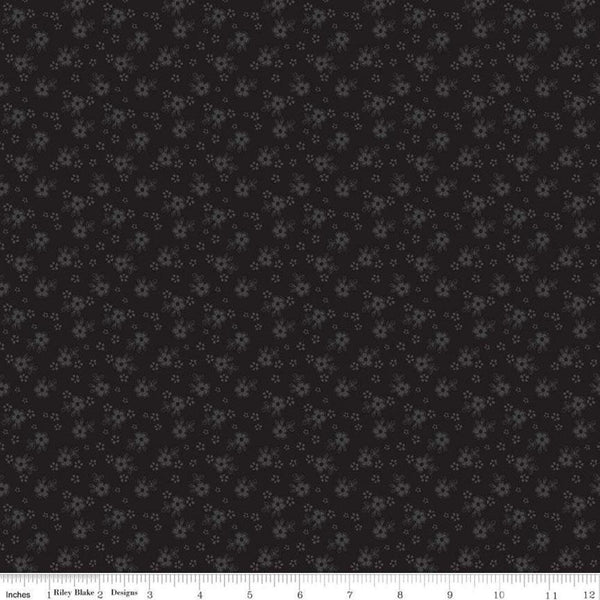 Calico Floral Tone On Tone - Black - ineedfabric.com