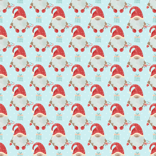 Candy Cane Gnome With Presents Fabric - Blue - ineedfabric.com
