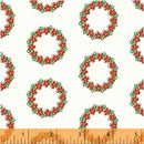 Candy Cane Lane Wreath Fabric - White - ineedfabric.com