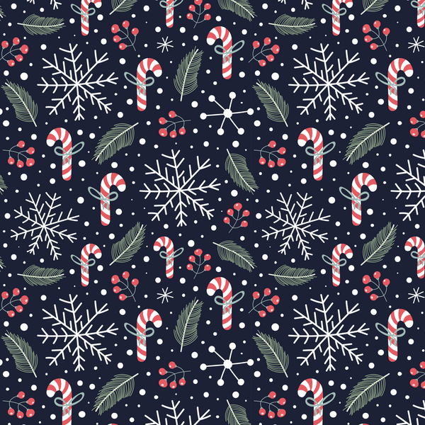 Candy Canes & Snowflakes Fabric - Navy - ineedfabric.com