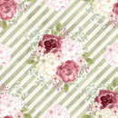 Canyon Rose Green Diagonal Stripes Fabric - White - ineedfabric.com