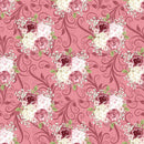 Canyon Rose on Leaves Fabric - Pink - ineedfabric.com