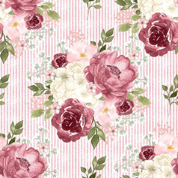 Canyon Rose Pink Stripes Fabric - White - ineedfabric.com