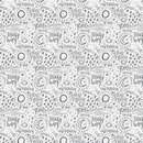 Carton Astronomy Drawings Fabric - Gray - ineedfabric.com