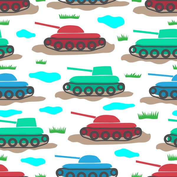 Cartoon Army Tanks Fabric - ineedfabric.com