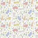 Cartoon Cats And Flowers Fabric - Pastel - ineedfabric.com