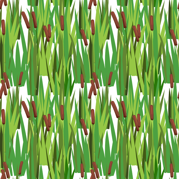 Cartoon Cattail Plants Fabric - ineedfabric.com