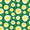 Cartoon Chamomile Flower Fabric - Green - ineedfabric.com