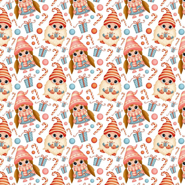 Cartoon Christmas Gnome Party Fabric - Multi - ineedfabric.com
