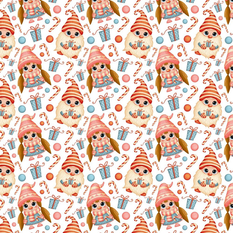 Cartoon Christmas Gnome Party Fabric - Multi - ineedfabric.com