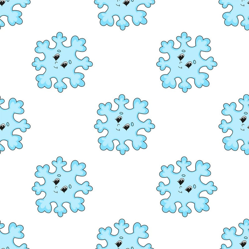 Cartoon Christmas Snowflakes Fabric - ineedfabric.com
