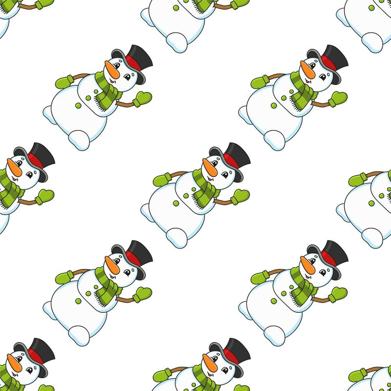 Cartoon Christmas Snowman Fabric - ineedfabric.com