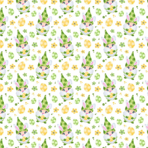 Cartoon Easter Bunny Gnome Fabric - Green - ineedfabric.com
