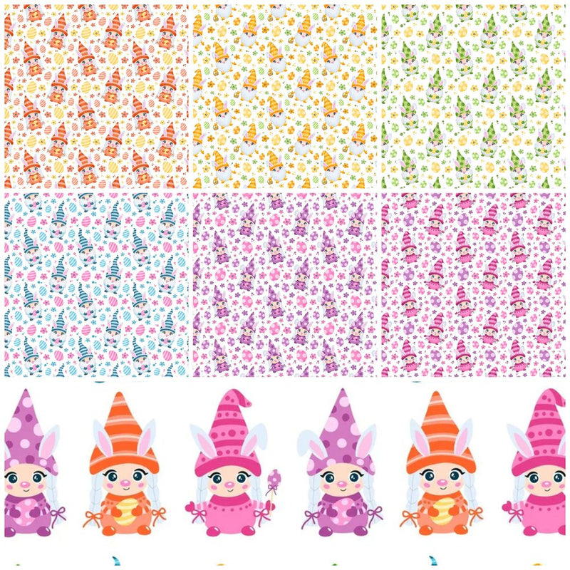 Cartoon Easter Gnomes Fat Quarter Bundle - 7 Pieces - ineedfabric.com