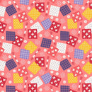 Cartoon Fabric Pieces With Supplies Fabric - Pink - ineedfabric.com
