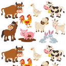 Cartoon Farming Animal Allover Fabric - White - ineedfabric.com