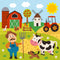 Cartoon Farming Barnyard Fabric Panel - ineedfabric.com