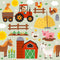 Cartoon Farming Farmer On The Tractor Fabric - Brown - ineedfabric.com