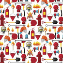 Cartoon Fire Protection Equipment Fabric - Red - ineedfabric.com