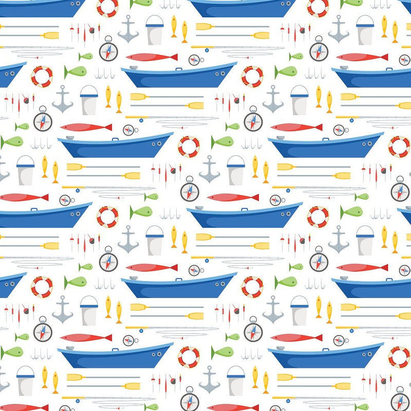 Fishing Tackle, for Timeless Treasures NATURE 6403. Fabric by the