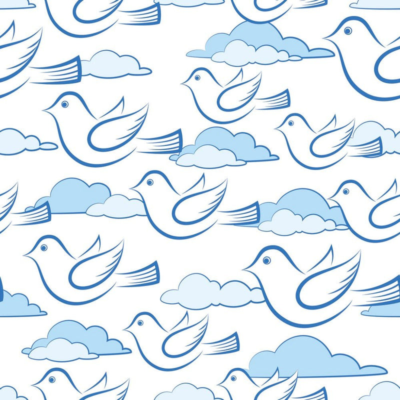 Cartoon Flying Birds Fabric - ineedfabric.com