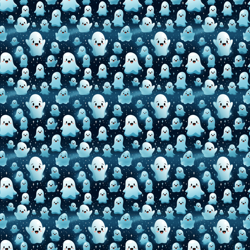 Cartoon Friendly Starlit Ghosties Fabric - ineedfabric.com