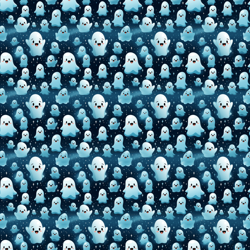 Cartoon Friendly Starlit Ghosties Fabric - ineedfabric.com