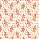 Cartoon Girl Easter Bunny Gnome Fabric - Orange - ineedfabric.com