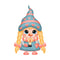 Cartoon Gnome With Candle Fabric Panel - White - ineedfabric.com