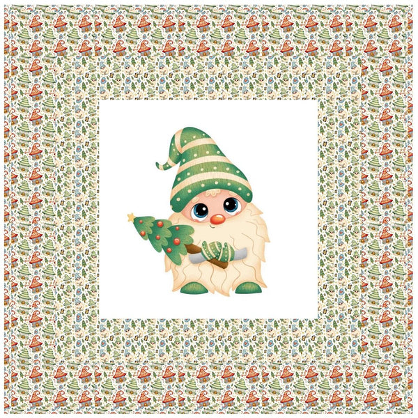 Cartoon Gnome With Christmas Tree Wall Hanging 42" x 42" - ineedfabric.com