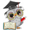 Cartoon Graduation Owl Fabric Panel - ineedfabric.com