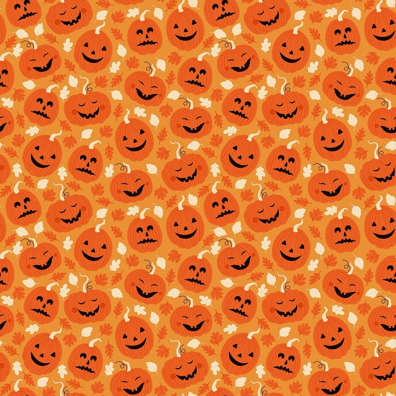 Cartoon Halloween Jack-O-Lanterns Fabric - ineedfabric.com